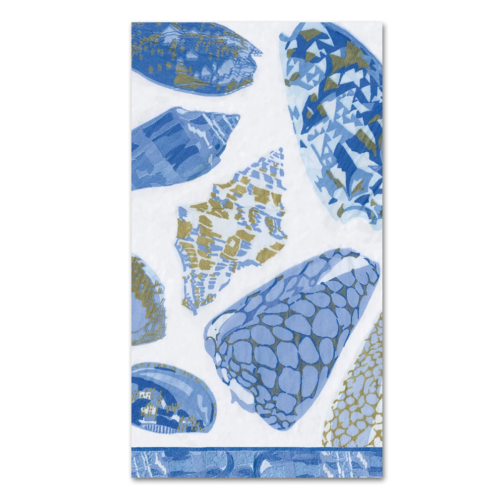 Coquillage Shells Blue Paper Guest Towels - Buffet Napkins