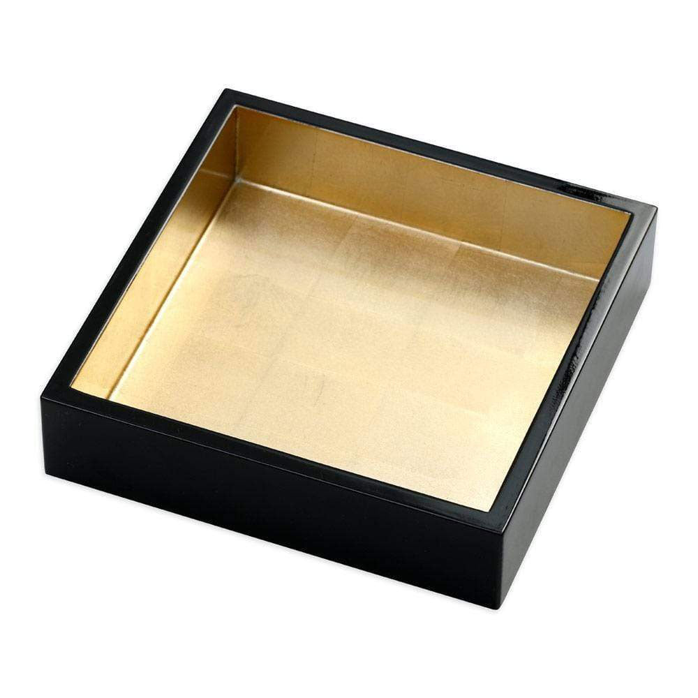 Luncheon Napkins Holder - Black with Gold Lacquer