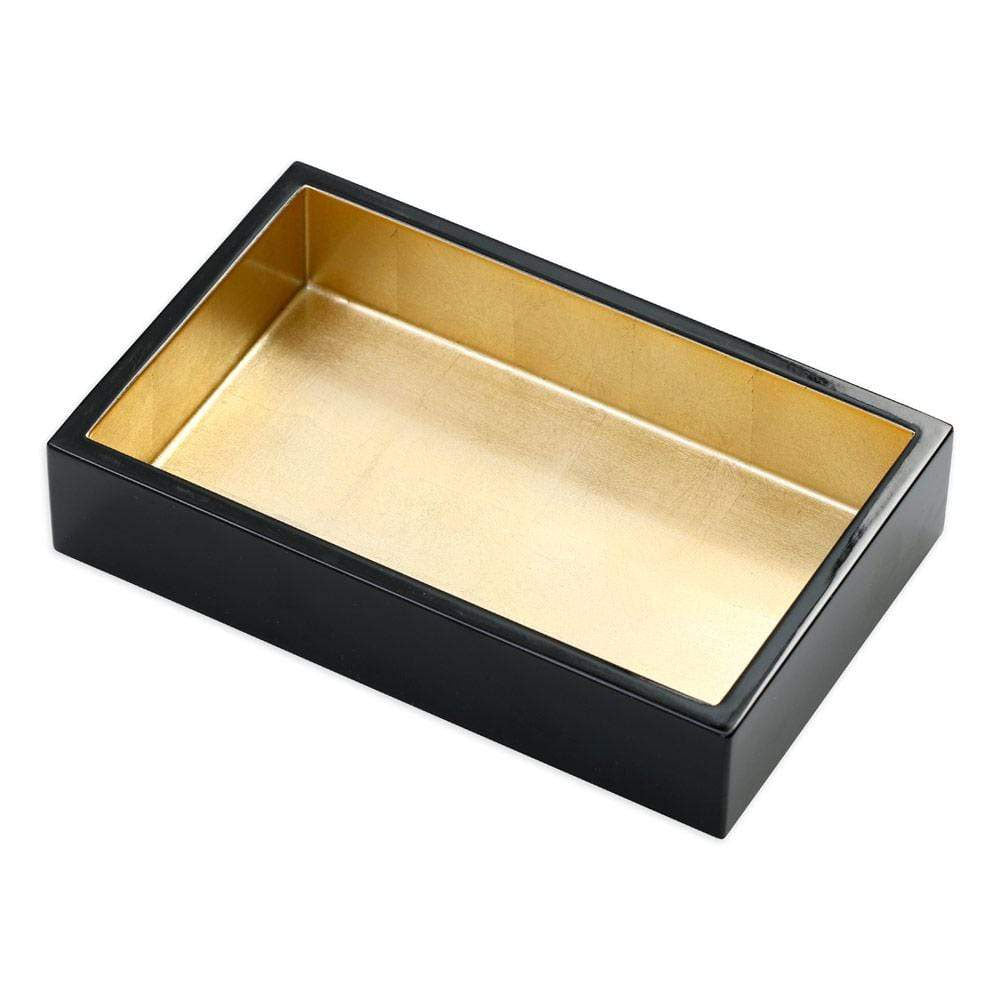 Guest Towels Napkins Holder - Black with Gold Lacquer
