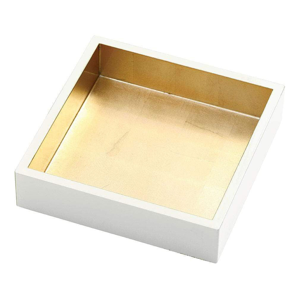 Luncheon Napkins Holder - White with Gold Lacquer