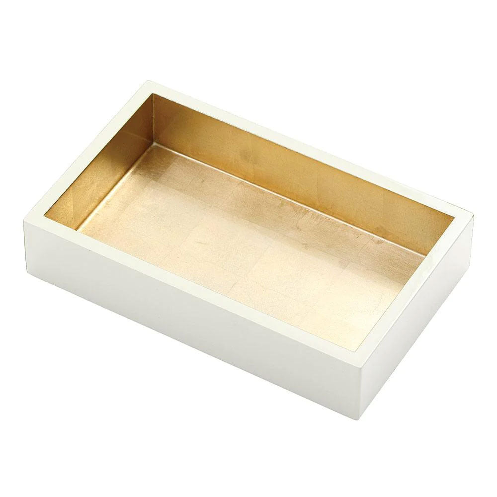 Guest Towels Napkins Holder - White with Gold Lacquer