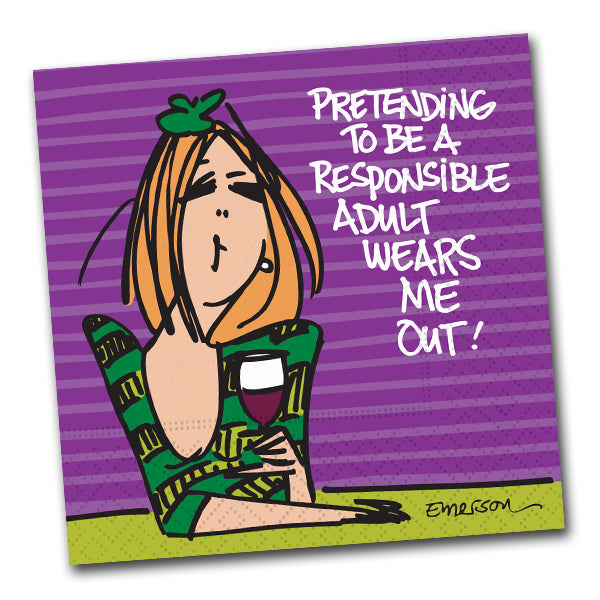 Pretending to Be Responsible Funny Cocktail Napkins