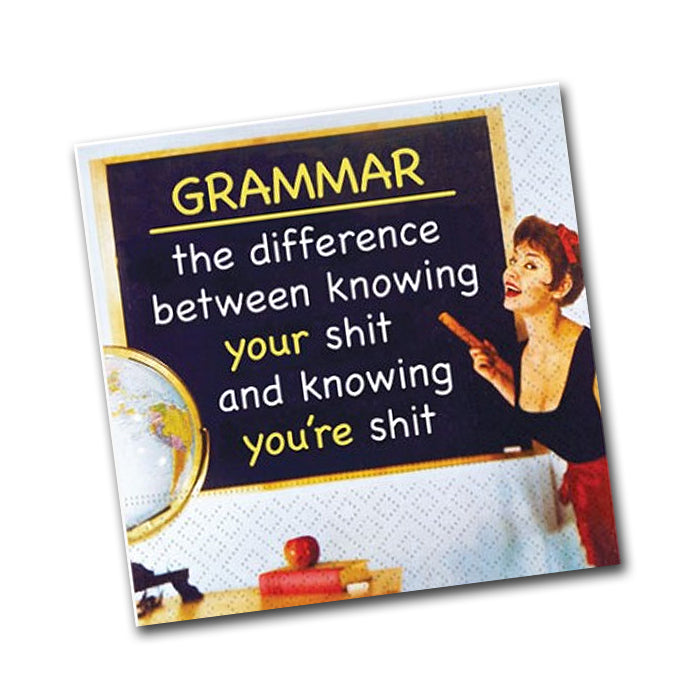 Grammar Funny Cocktail Napkin