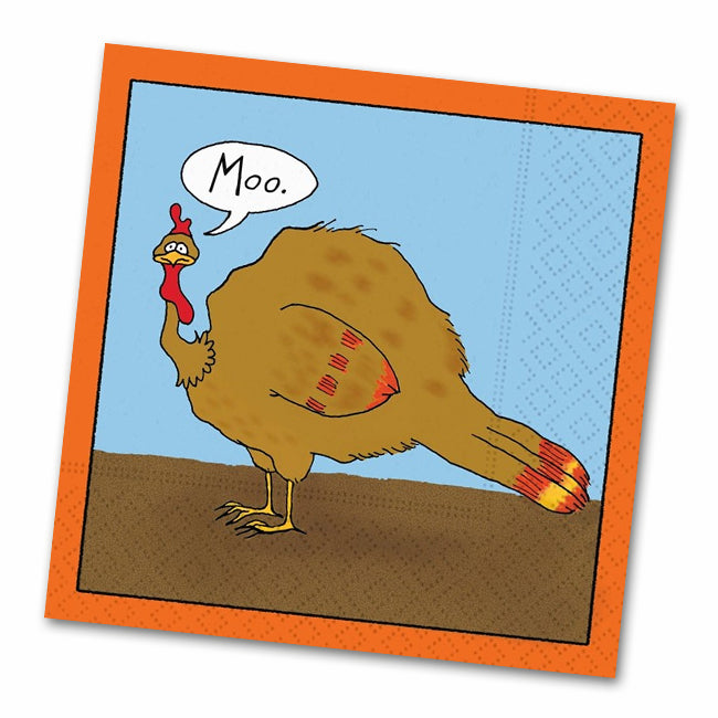 Moo - Funny Thanksgiving Cocktail Napkins