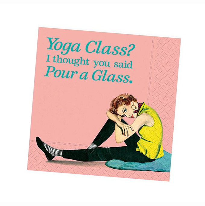Yoga Class? Pour a Glass Funny Cocktail Napkins