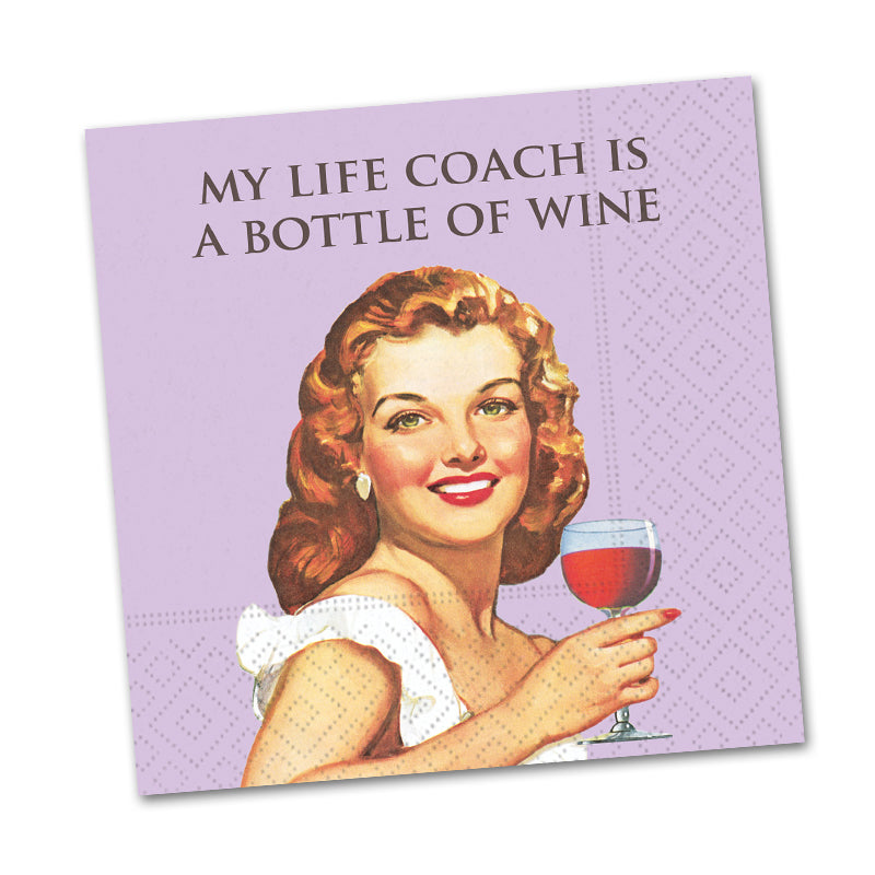 My Life Coach Funny Cocktail Napkins