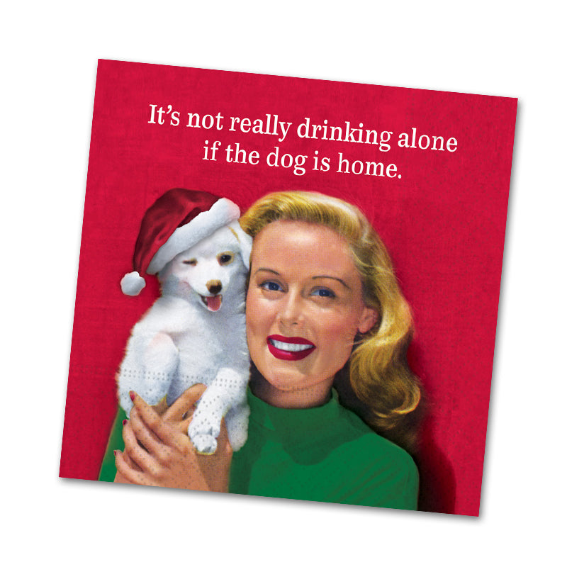 Drinking Alone With Dog Funny Cocktail Napkins
