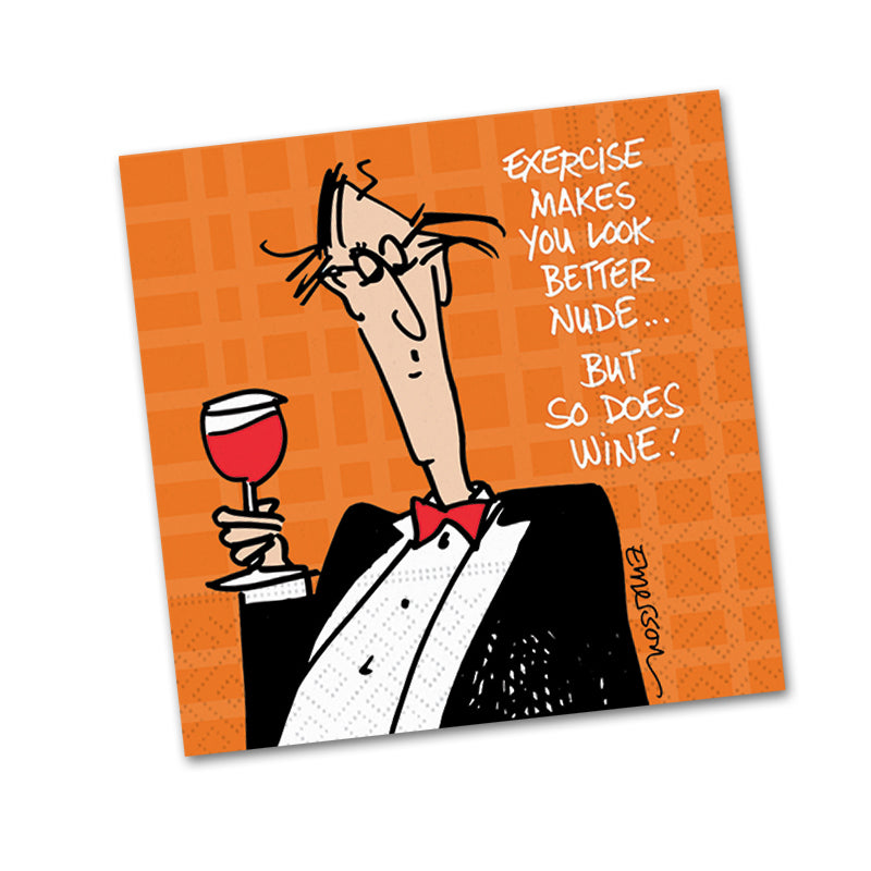 Exercise and Wine, Funny Cocktail Napkins