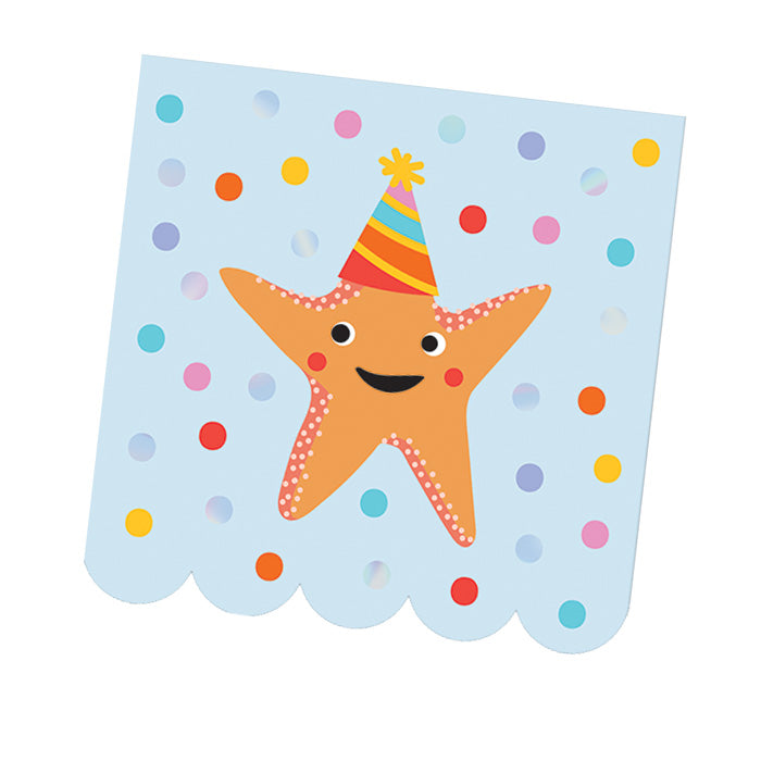 Birthday Splash Paper Beverage Napkins - Foil Stamped