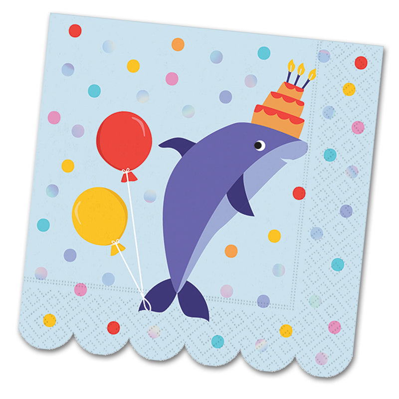 Birthday Splash Paper Luncheon Napkins - Foil Stamped