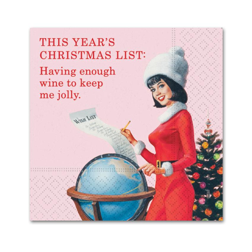 This Years Christmas List, Funny Cocktail Napkins