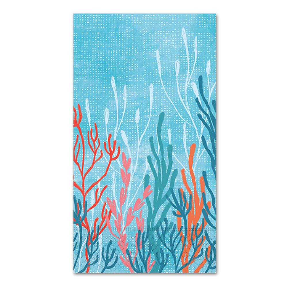 Coral Tranquility Paper Guest Towels - Buffet Napkins