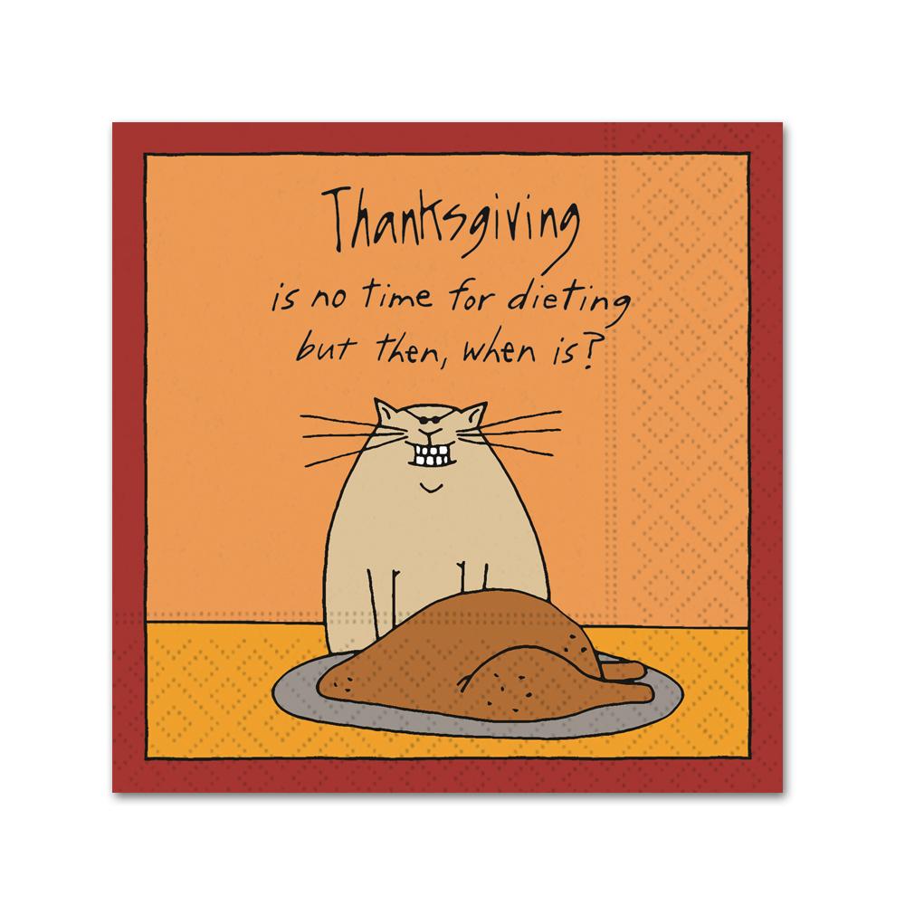 Thanksgiving - No Time For Dieting Paper Beverage Napkins