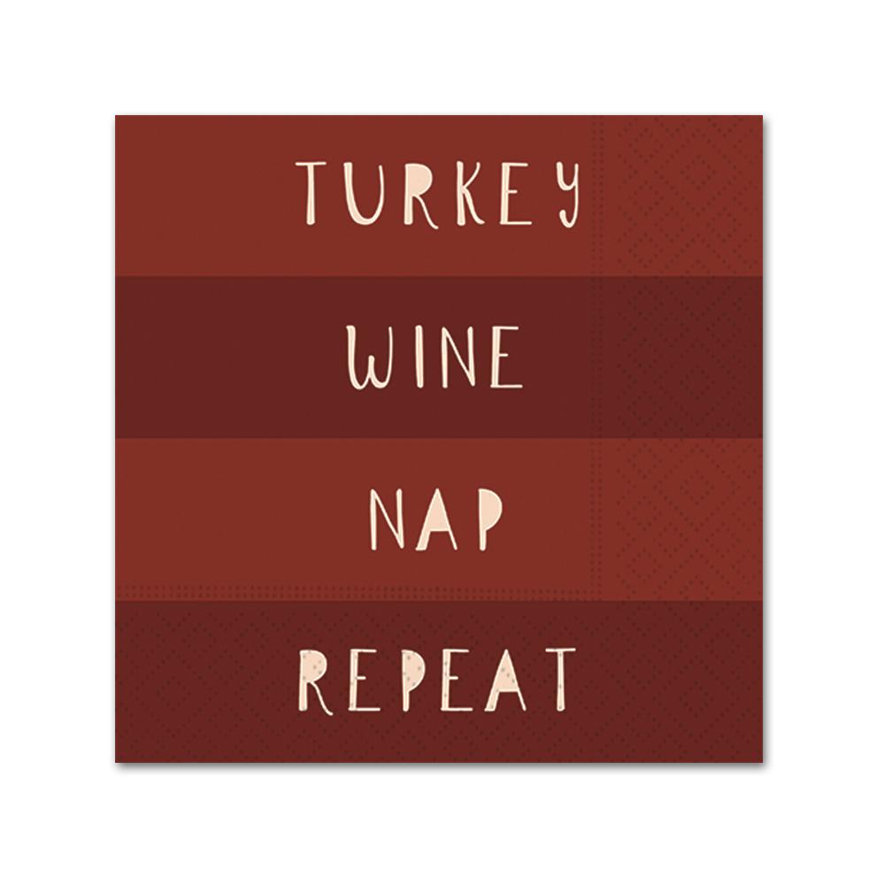 Turkey Wine Nap Repeat Paper Beverage Napkins