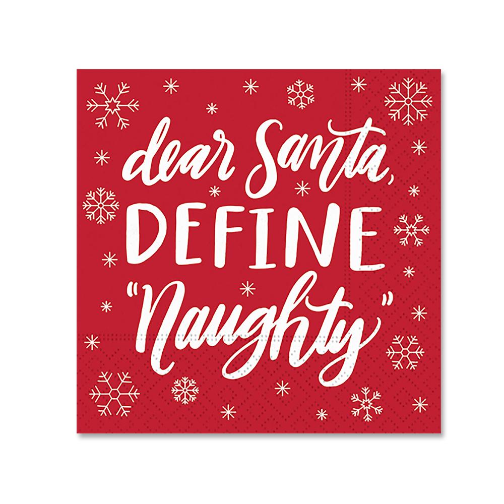 Dear Santa Define Naughty Funny Cocktail Napkins