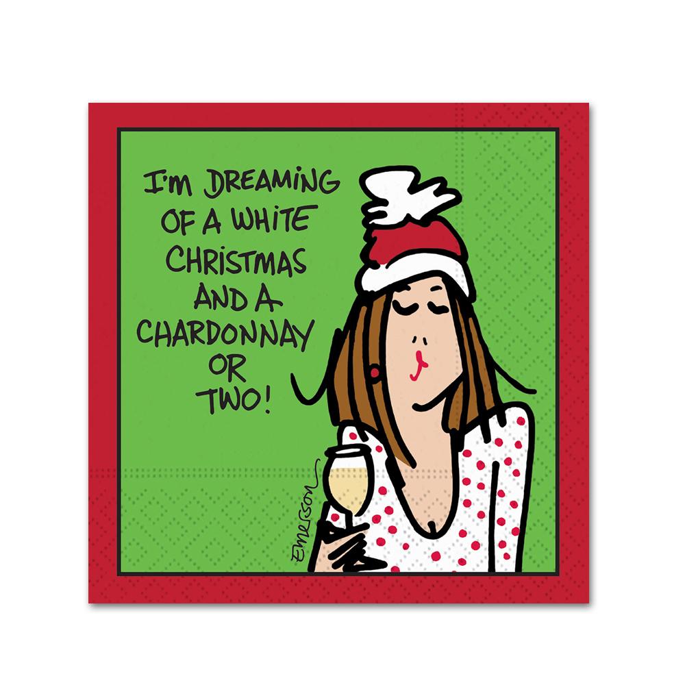 A Chardonnay or Two Funny Christmas Cocktail Napkins