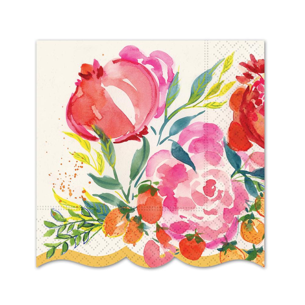 Pomegranate Bloom Paper Beverage Napkins