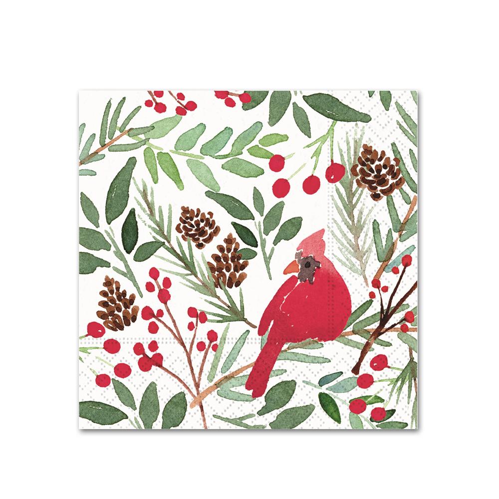 Cardinals & Berries Paper Beverage Napkins