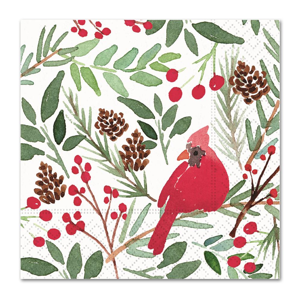 Cardinals & Berries Paper Luncheon Napkins