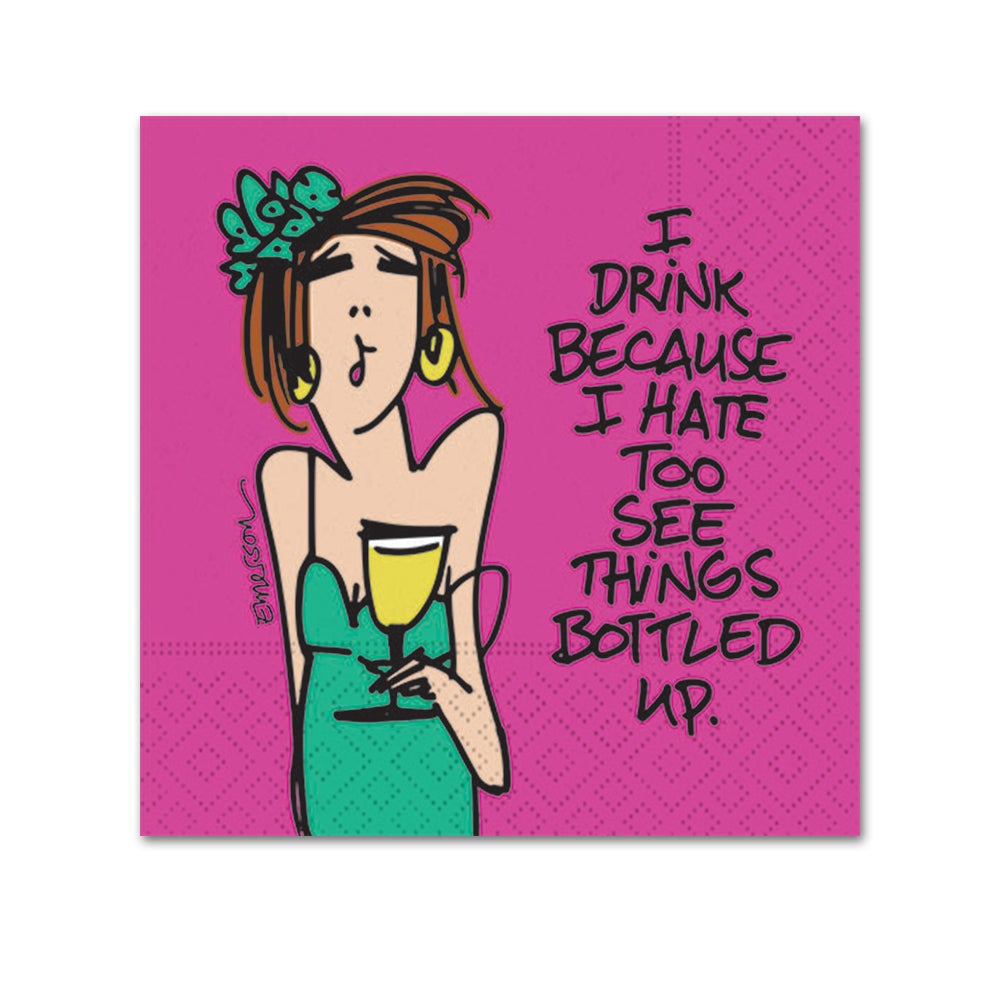 Wine Bottled Up Funny Cocktail Napkins