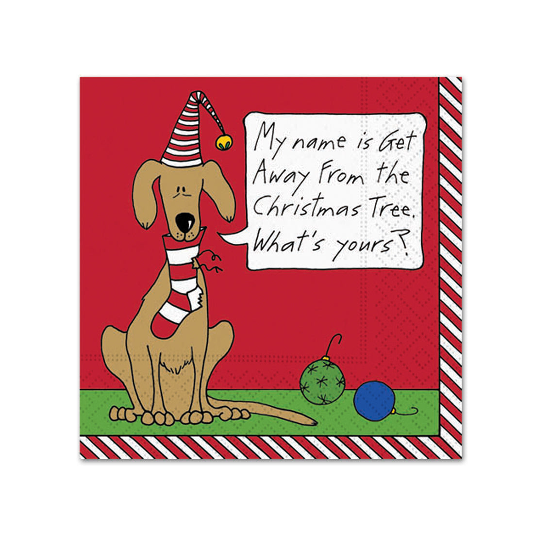 Get Away From The Tree Dog Christmas Beverage Napkins