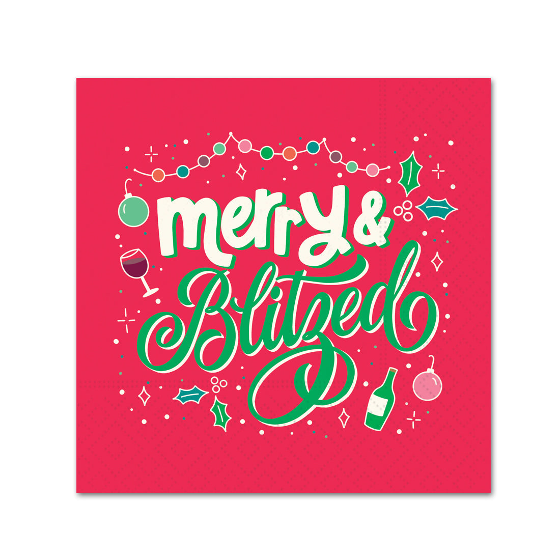 Merry & Blitzed Funny Christmas Cocktail Napkins
