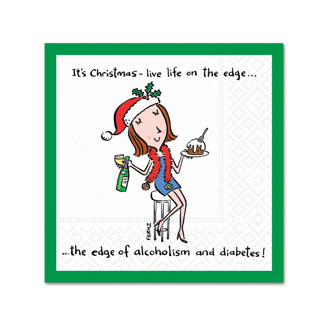 Edge Of Alcoholism Funny Christmas Cocktail Napkins