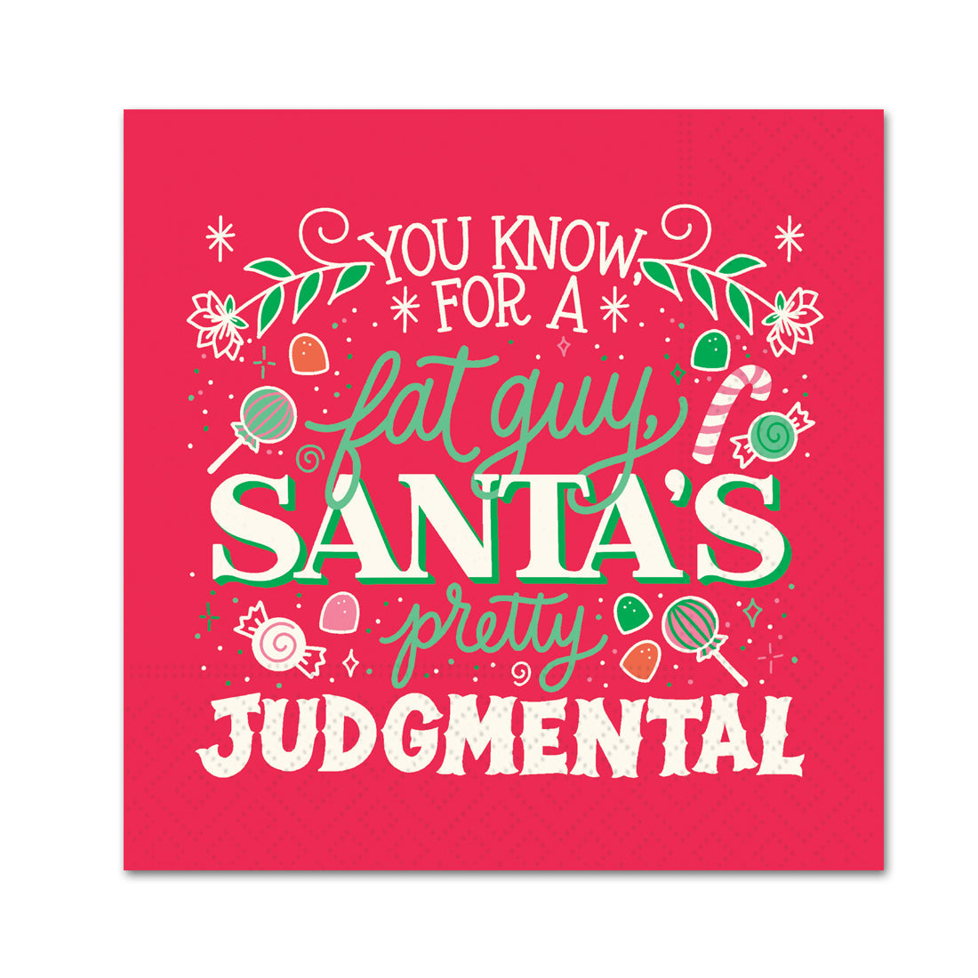 Santa's Judgmental Funny Christmas Cocktail Napkins