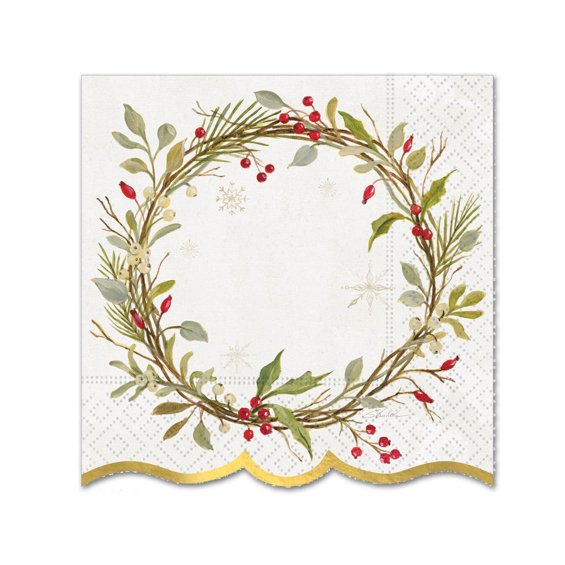 Merry Greenery Paper Beverage Napkins