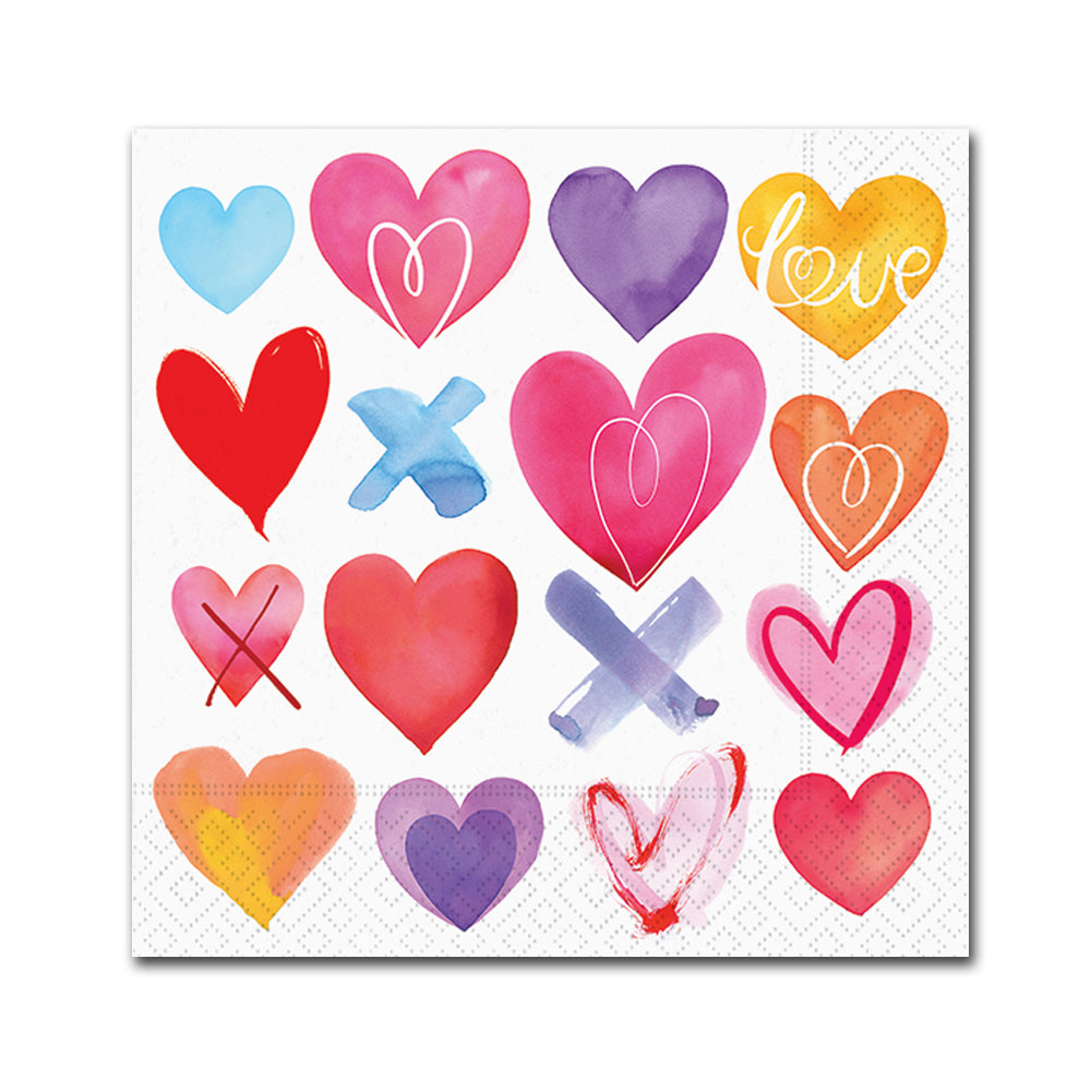 Colorful Hearts Paper Beverage Napkins