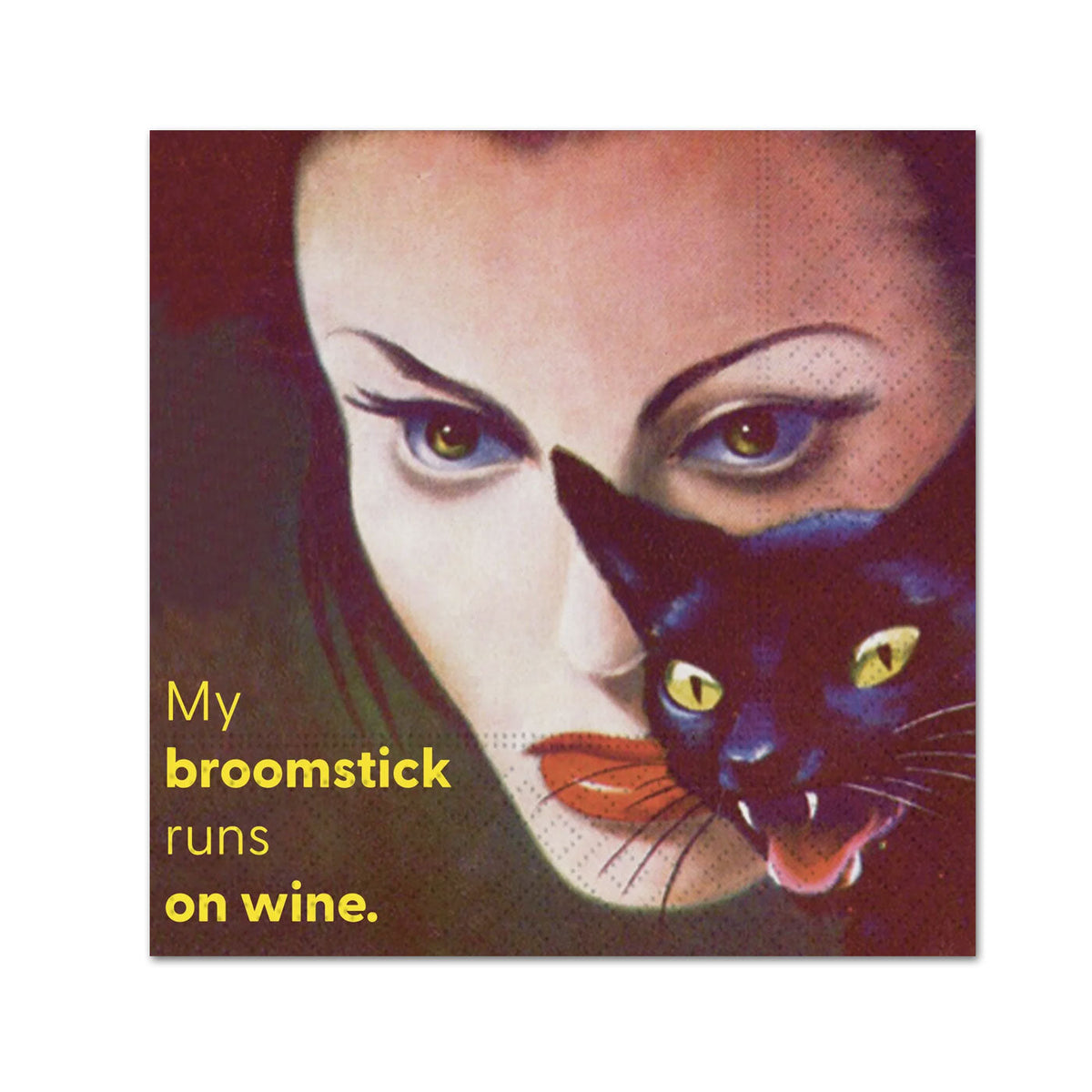 Broomstick Run on Wine Halloween Party Beverage Napkins