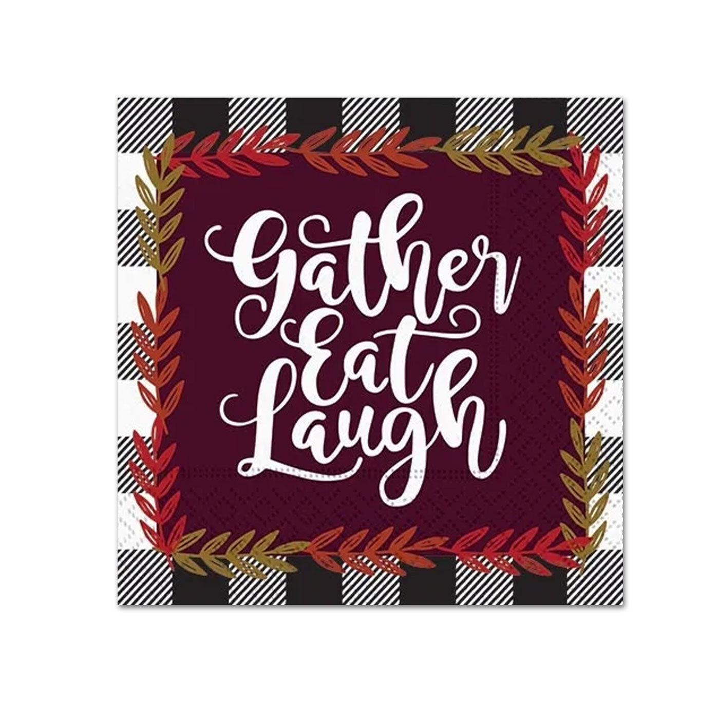 Gather, Eat, Laugh Paper Beverage Napkins