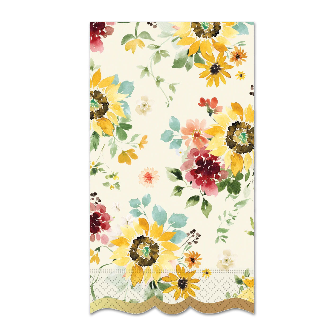 Elegant Sunflowers Foil Accented Paper Guest Towels