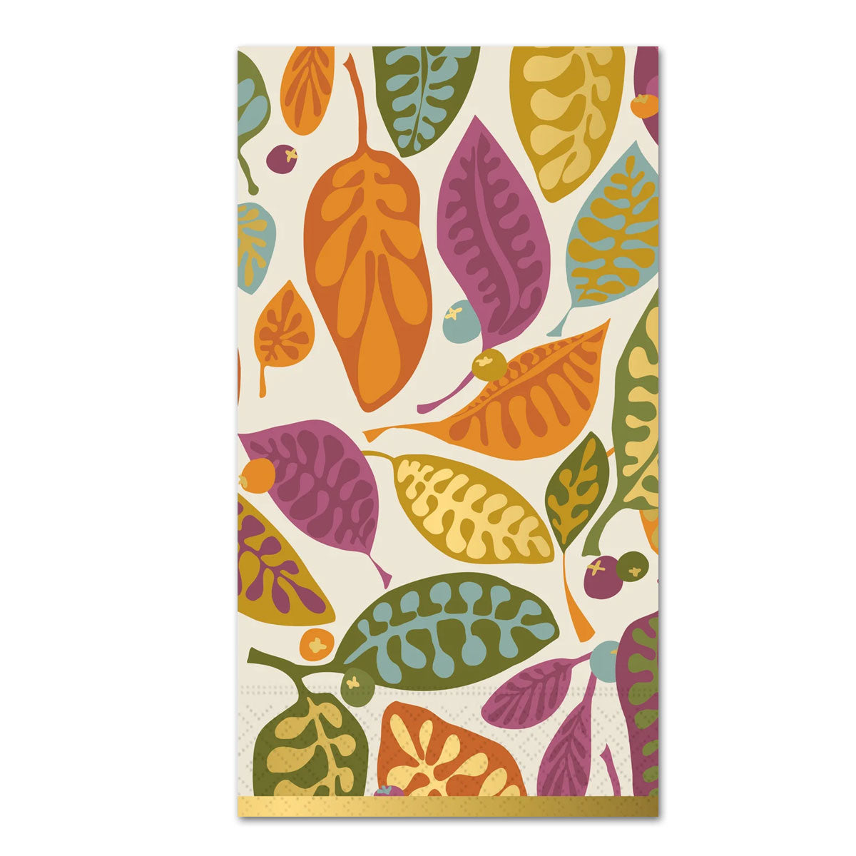 Modern Leaves Collage Foil Accented Paper Guest Towels