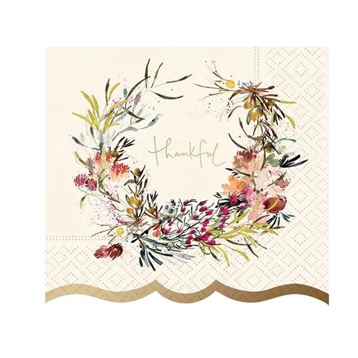 Thankful Splendor Foil Accented Paper Beverage Napkins