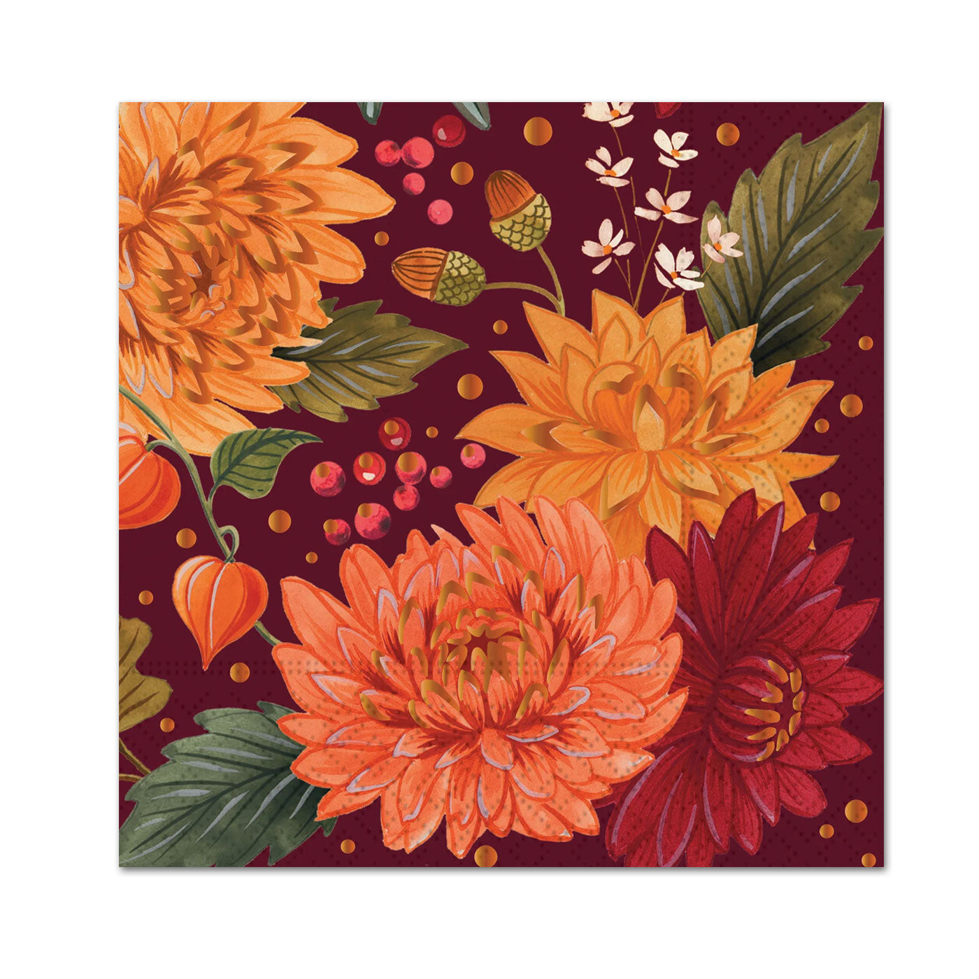 Sumptuous Harvest Paper Beverage Napkins - Foil Accented 