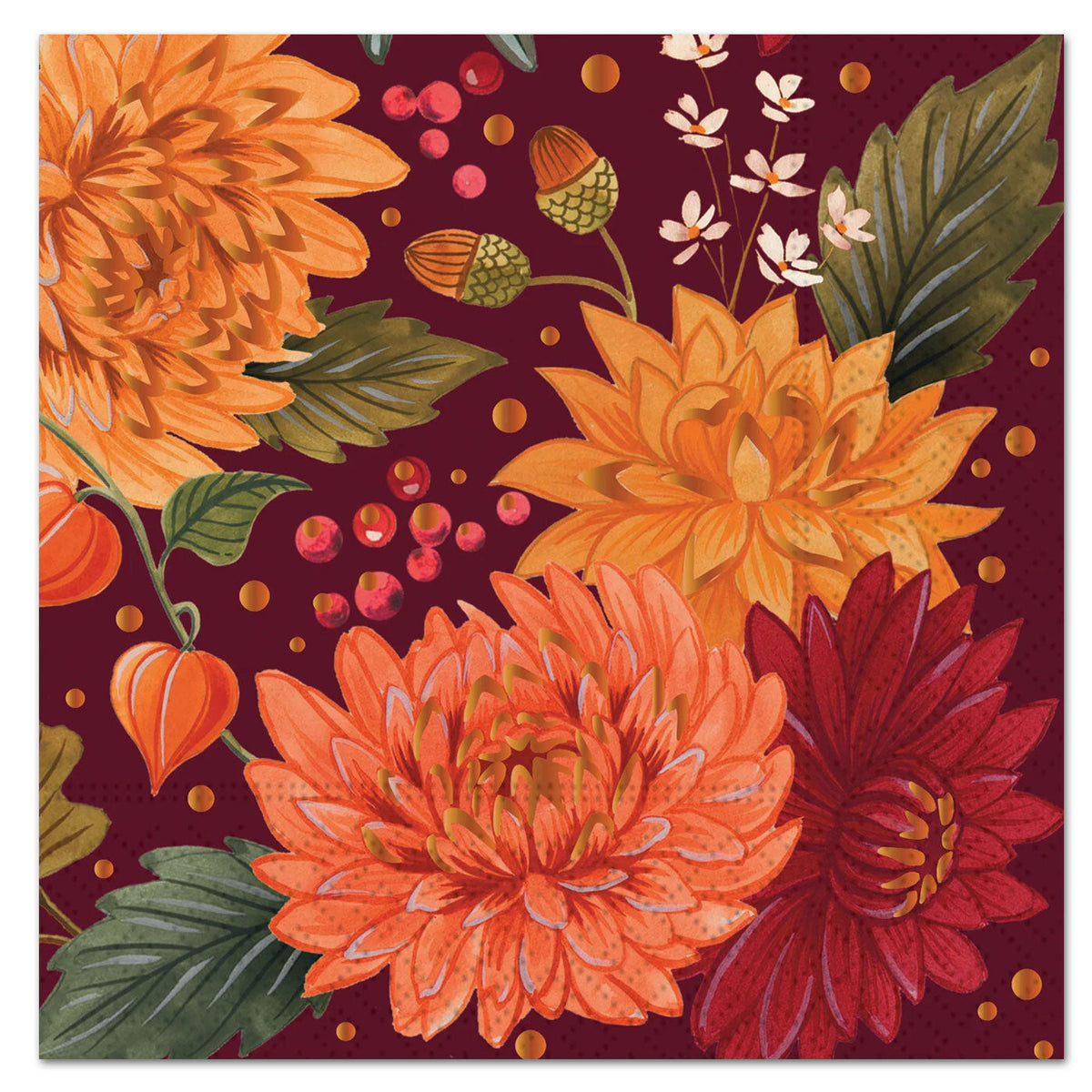 Sumptuous Harvest Paper Luncheon Napkins -Foil Accented 