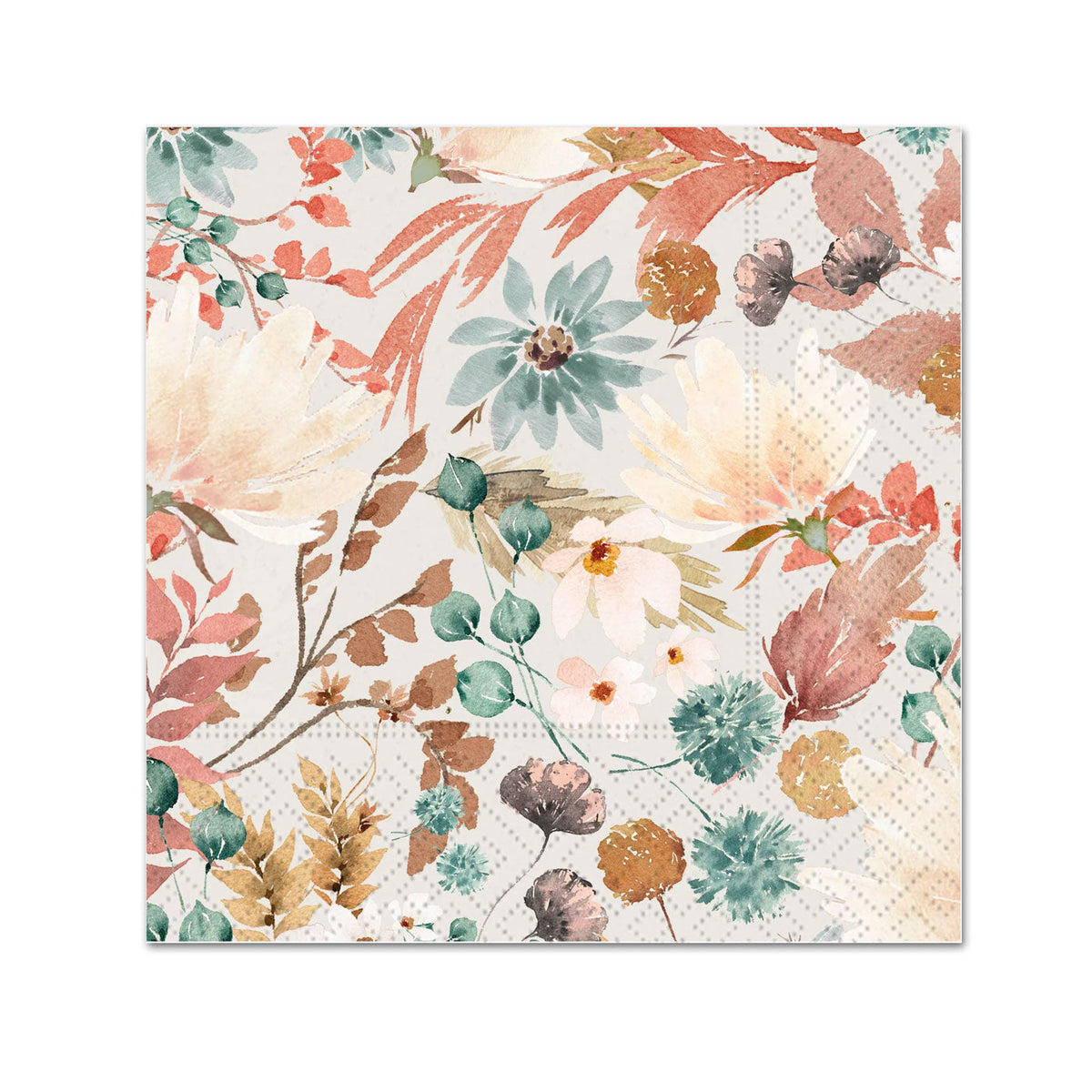 Boho Autumn Floral Paper Beverage Napkins -Foil Accented 