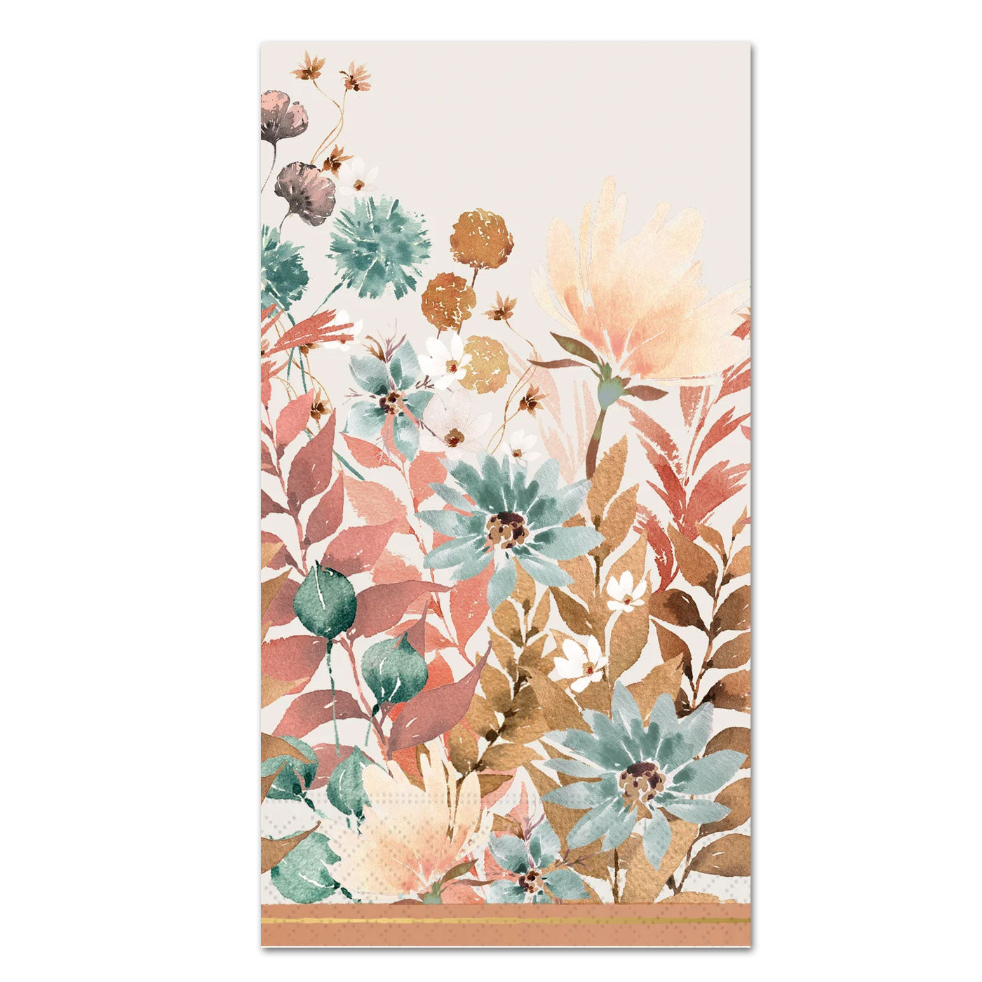 Boho Autumn Floral Paper Guest Towesl -Foil Accented 