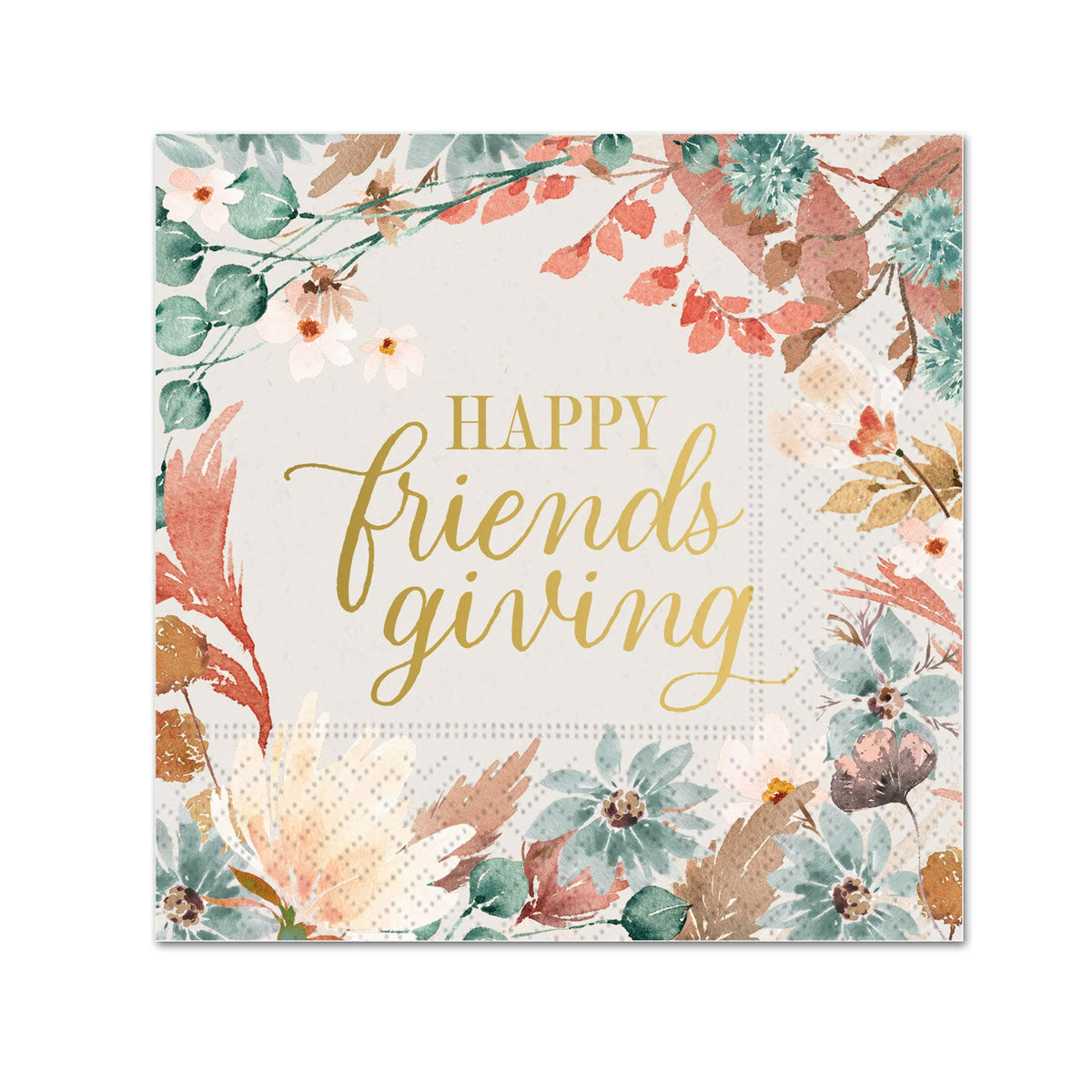 Boho Friendsgiving Paper Beverage Napkins -Foil Accented 