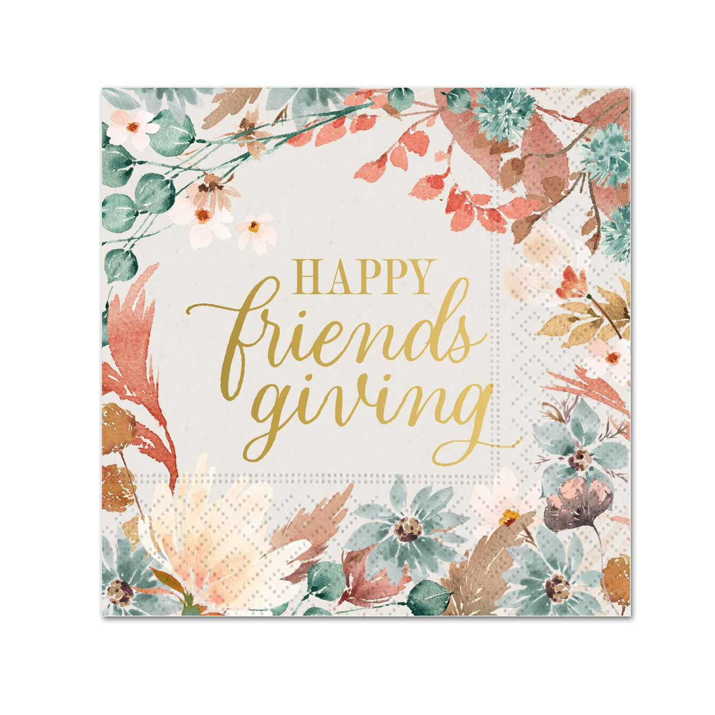 Boho Friendsgiving Paper Beverage Napkins -Foil Accented 