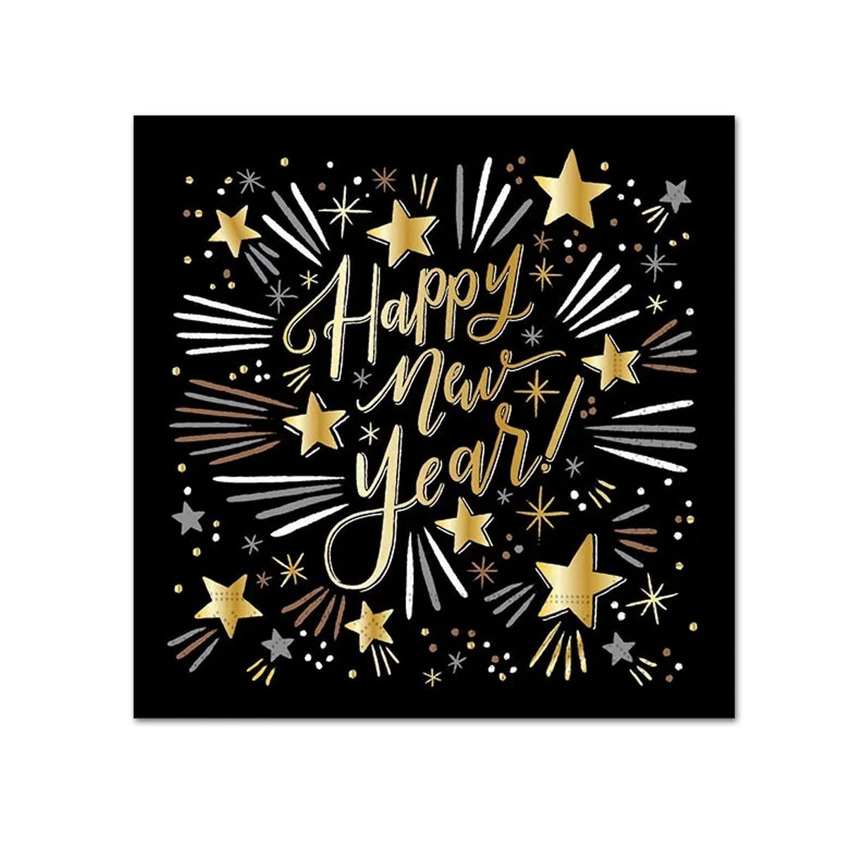 Sparkling New Year Gold Foil Paper Beverage Napkins