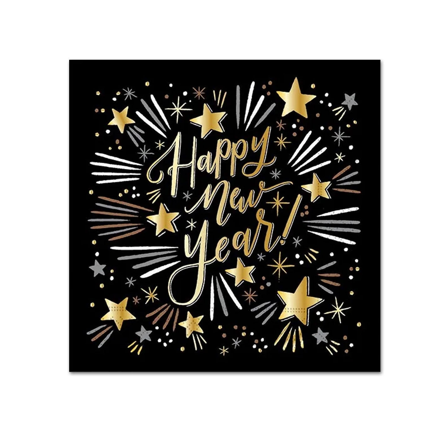 Sparkling New Year Gold Foil Paper Beverage Napkins