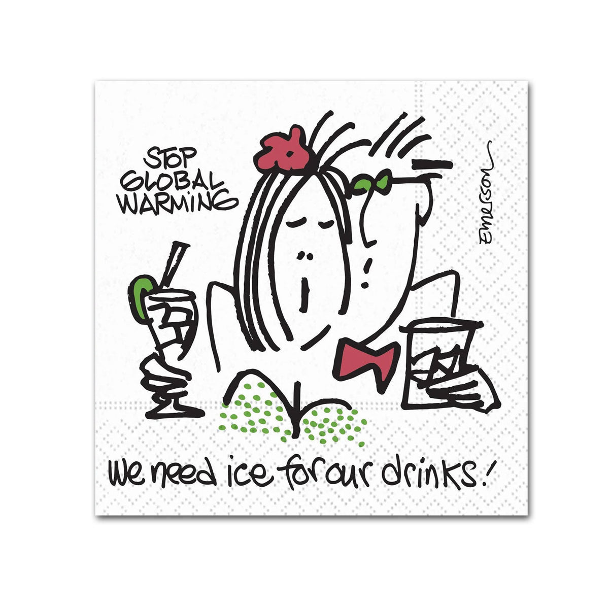 Global Warming Funny Cocktail Napkins