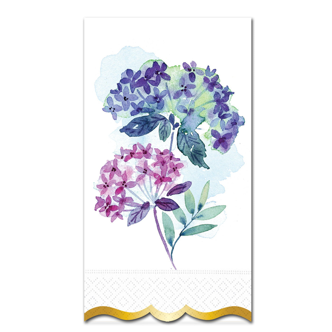 Elegant Hydrangea Gold Foil Paper Guest Towels - Buffet Napkins