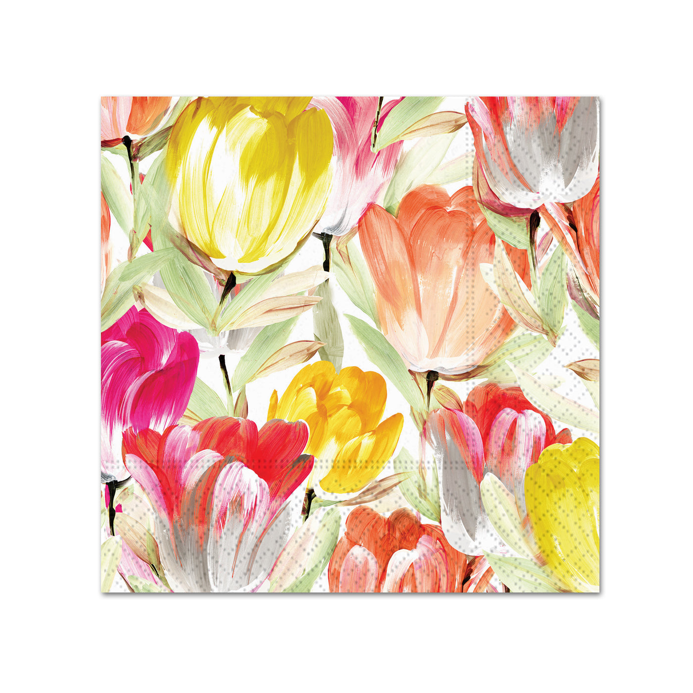 Pretty Tulips Gold Foil Paper Beverage Napkins