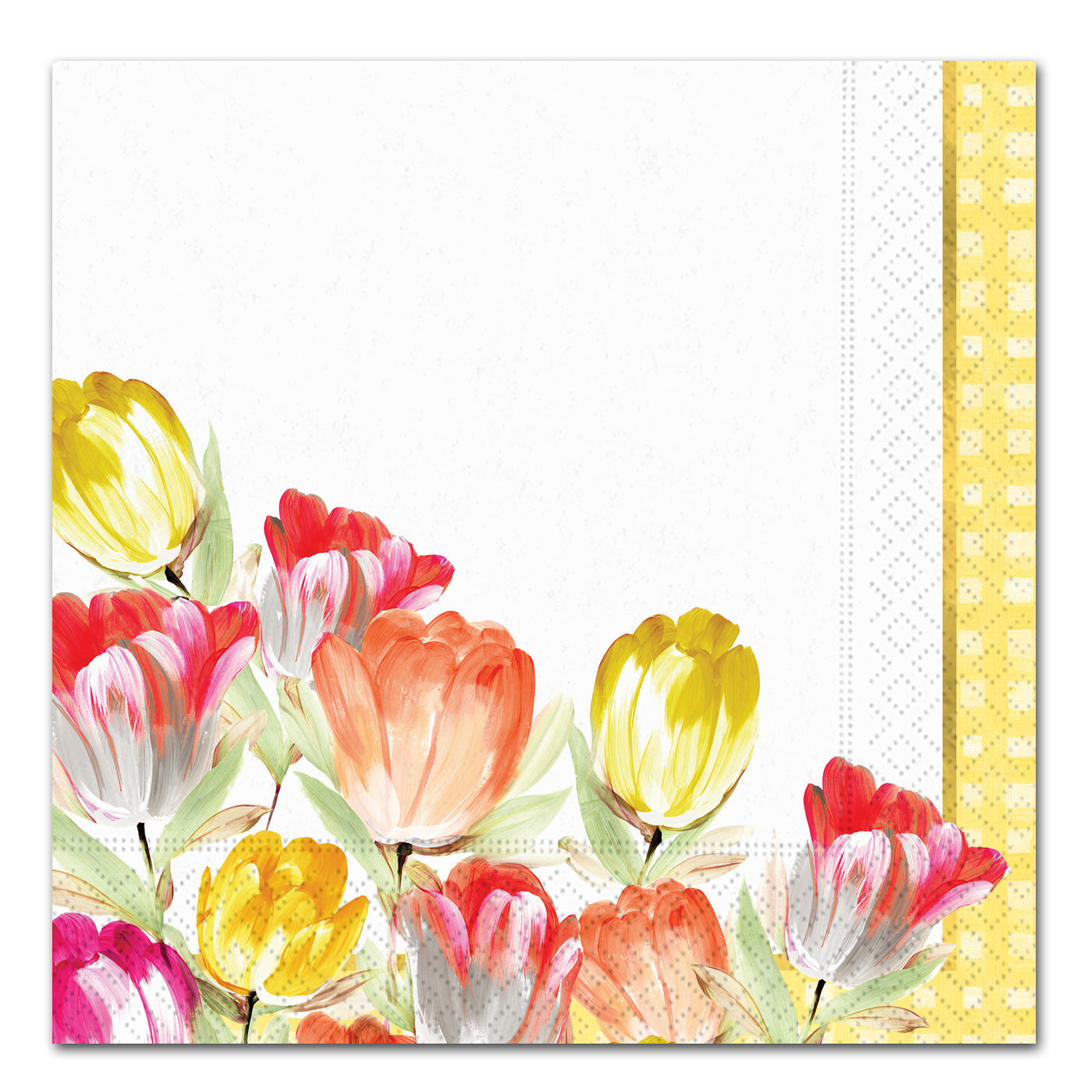 Pretty Tulips Gold Foil Paper Luncheon Napkins