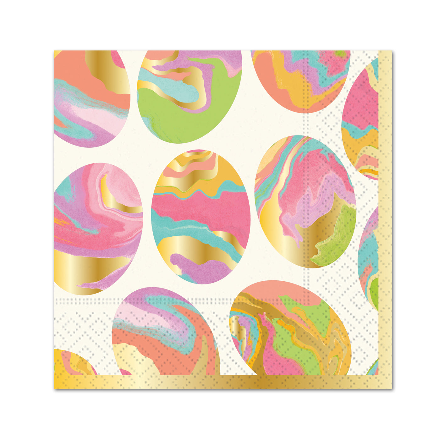 Marbled Easter Eggs Gold Foil Paper Beverage Napkins
