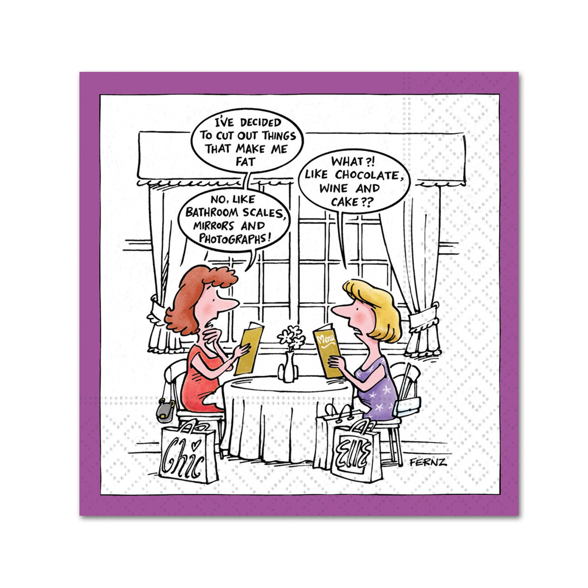 Cut Out Fat Things Funny Cocktail Napkins