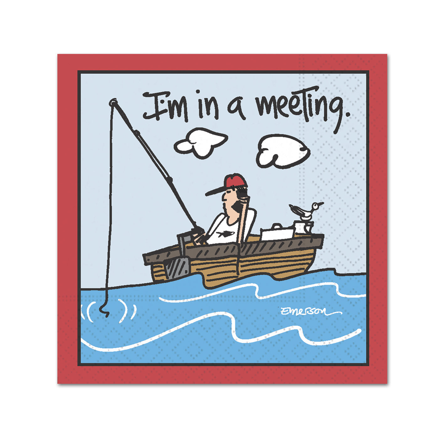 In a Meeting Fishing Funny Cocktail Napkins